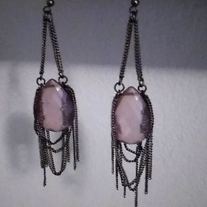 Purple stone dangly earrings